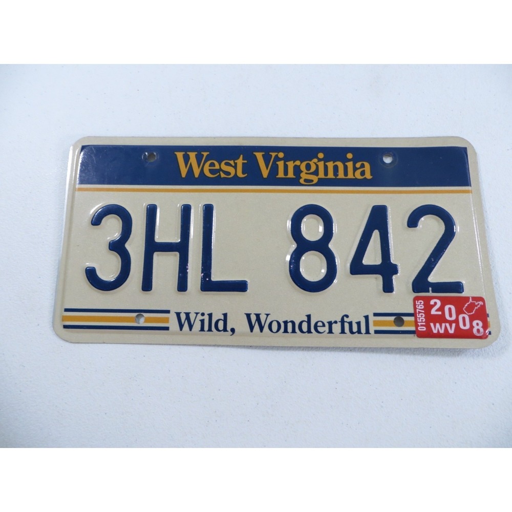 West Virginia‎ Wild Wonderful License Plate "3HL 842"